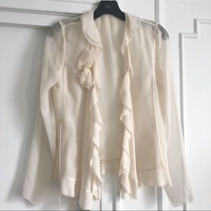 Elie Tahari 100% silk long sleeve blouse Size S